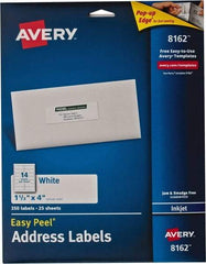 AVERY - 4" Long, White Paper Shipping Label - For Inkjet Printers - Eagle Tool & Supply