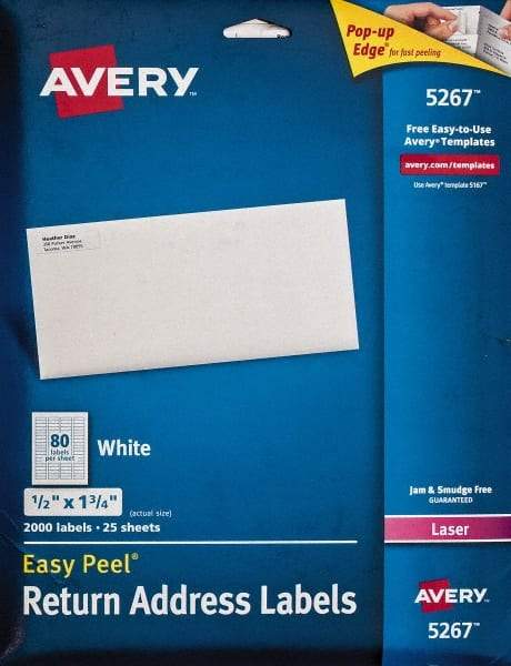 AVERY - 1-3/4" Long, White Paper Shipping Label - For Laser Printers - Eagle Tool & Supply