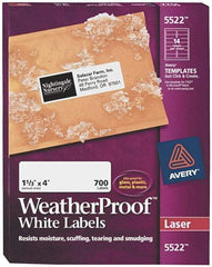 AVERY - 4" Long, White Polyester Shipping Label - For Laser Printers - Eagle Tool & Supply