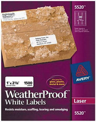 AVERY - 1" Wide x 2-5/8" Long, White Polyester Shipping Label - For Laser Printers - Eagle Tool & Supply