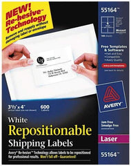 AVERY - 4" Long, White Paper Shipping Label - For Laser Printers - Eagle Tool & Supply