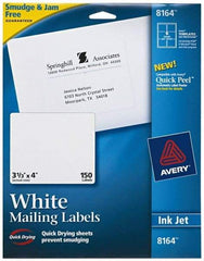 AVERY - 4" Long, White Shipping Label - For Inkjet Printers - Eagle Tool & Supply