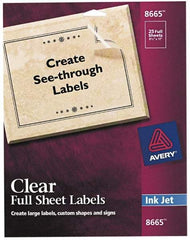 AVERY - 11" Long, Clear Shipping Label - For Inkjet Printers - Eagle Tool & Supply