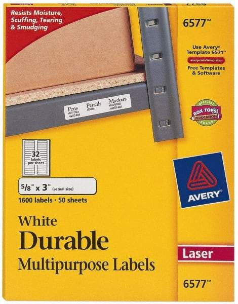 AVERY - 3" Long, White Paper Name Badge Labels - For Laser Printers - Eagle Tool & Supply