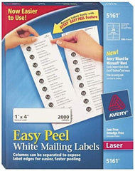 AVERY - 1" Wide x 4" Long, White Paper Shipping Label - For Laser Printers - Eagle Tool & Supply