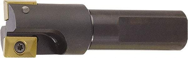 Kyocera - 1" Cut Diam, 0.6" Max Depth of Cut, 3/4" Shank Diam, 3.4" OAL, Indexable Square Shoulder End Mill - XPMT15T3\x85 Inserts, Weldon Shank, 90° Lead Angle, Series EM - Eagle Tool & Supply