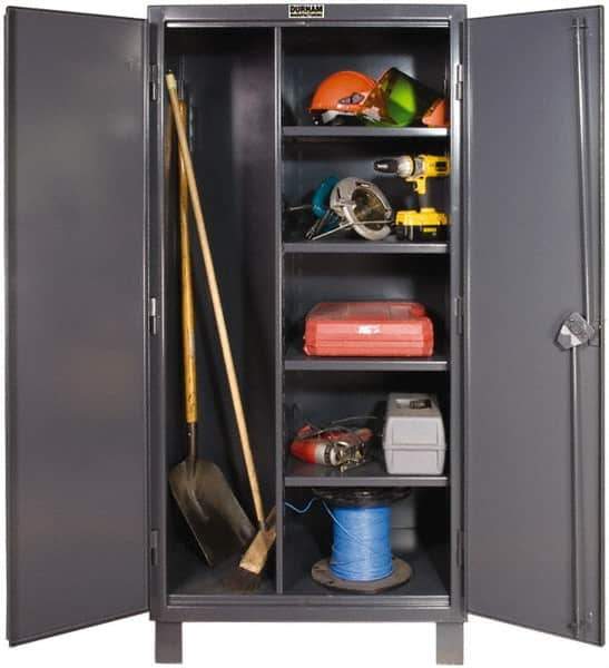 Durham - 4 Shelf Combination Storage Cabinet - Steel, 48" Wide x 24" Deep x 78" High, Gray - Eagle Tool & Supply