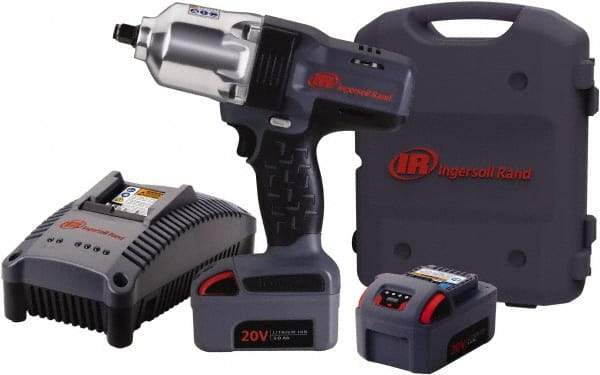 Ingersoll-Rand - 1/2" Drive 20 Volt Pistol Grip Cordless Impact Wrench & Ratchet - 1,900 RPM, 2,300 BPM, 780 Ft/Lb Torque, 2 Lithium-Ion Batteries Included - Eagle Tool & Supply