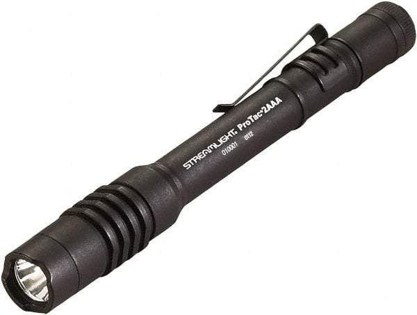 Streamlight - White LED Bulb, 130 Lumens, Industrial/Tactical Flashlight - Black Aluminum Body, 2 AAA Alkaline Batteries Included - Eagle Tool & Supply