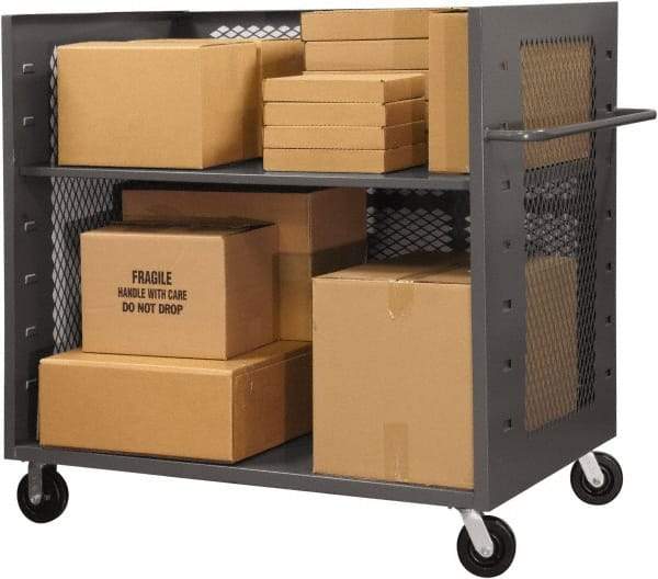 Durham - 2,000 Lb Capacity, 1 Shelf, 3-Sided Steel Truck - 30" Long x 48-1/2" Wide x 56-7/16" High, Phenolic Wheels - Eagle Tool & Supply