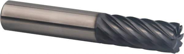 SGS - 1/2", 9 Flute, Single End, Solid Carbide, 0.03" Corner Radius End Mill - 3" OAL, 35° Helix, Right Hand Flute, 1-1/4" LOC, Right Hand Cut - Eagle Tool & Supply
