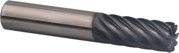 SGS - 1/2", 9 Flute, Single End, Solid Carbide, 0.12" Corner Radius End Mill - 3" OAL, 35° Helix, Right Hand Flute, 1-1/4" LOC, Right Hand Cut - Eagle Tool & Supply