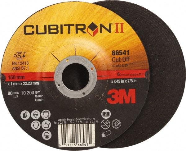 3M - 36 Grit, 6" Wheel Diam, 7/8" Arbor Hole, Type 27 Depressed Center Wheel - Ceramic, Resinoid Bond, S Hardness, 10,200 Max RPM - Eagle Tool & Supply