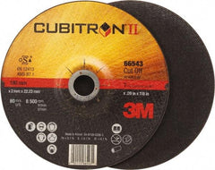 3M - 60 Grit, 7" Wheel Diam, 7/8" Arbor Hole, Type 27 Depressed Center Wheel - Ceramic, Resinoid Bond, S Hardness, 8,500 Max RPM - Eagle Tool & Supply
