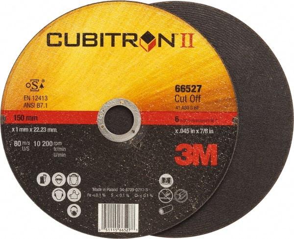 3M - 6" 60 Grit Ceramic Cutoff Wheel - 0.045" Thick, 7/8" Arbor, 10,200 Max RPM, Use with Angle Grinders - Eagle Tool & Supply