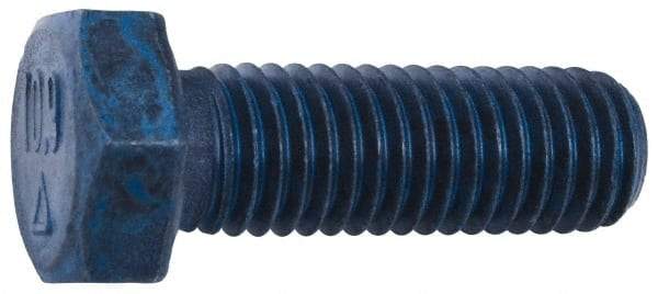 Metric Blue - M8x1.25mm Metric Coarse, 35mm Length Under Head Hex Head Cap Screw - Fully Threaded, Grade 10.9 Alloy Steel, 13mm Hex - Eagle Tool & Supply