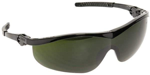 MCR Safety - Green Lenses, Framed Safety Glasses - Scratch Resistant, Black Plastic Frame, Adjustable Temples, Size Universal, Wrap Around - Eagle Tool & Supply