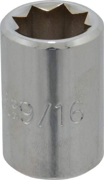 Proto - 9/16", 1/2" Drive, Standard Hand Socket - 8 Points, 1-1/2" OAL, Alloy Steel, Chrome Finish - Eagle Tool & Supply