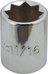 Proto - 11/16", 1/2" Drive, Standard Hand Socket - 8 Points, 1-1/2" OAL, Alloy Steel, Chrome Finish - Eagle Tool & Supply