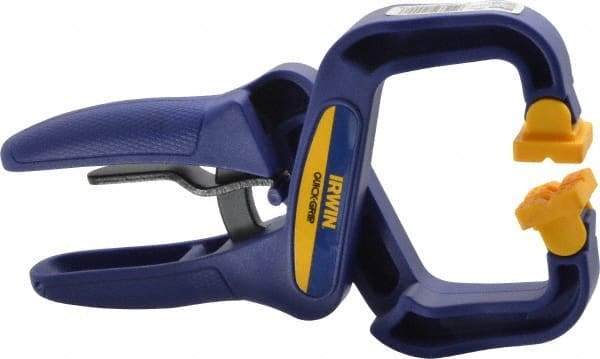 Irwin - 2" Jaw Opening Capacity, 2" Throat Depth, Spring Clamp - 50 Lb Clamping Pressure, 7-1/2" OAL - Eagle Tool & Supply