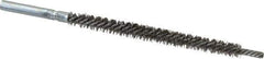 Schaefer Brush - 3" Brush Length, 1/4" Diam, Double Stem, Double Spiral Tube Brush - 4-3/4" Long, Stainless Steel, 8-32 Female Connection - Eagle Tool & Supply