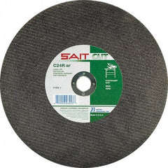 Sait - 12" 24 Grit Silicon Carbide Cutoff Wheel - 1/8" Thick, 1" Arbor, 5,100 Max RPM, Use with Stationary Tools - Eagle Tool & Supply