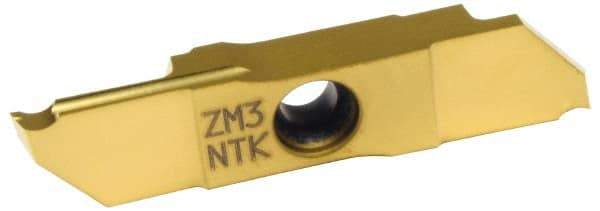 NTK - CTPW FRP ZM3 Grade, 0.0984" Cutting Width, Carbide Cutoff Insert - 17° Right Hand Lead Angle, 0.002, 0.008" Cnr Rad, TiN Coated - Eagle Tool & Supply