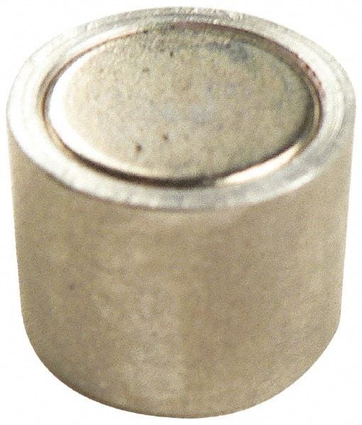 Mag-Mate - 6-32 Thread, 1/4" Diam, 1/2" High, 0.13 Lb Average Pull Force, Neodymium Rare Earth Pot Magnet - 1/4" Tapped Hole Depth, Nickel Plated, Aluminum Insulated - Eagle Tool & Supply