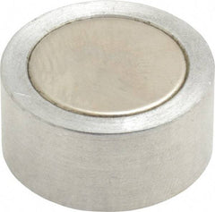 Mag-Mate - 1/4-20 Thread, 1" Diam, 1/2" High, 3.75 Lb Average Pull Force, Neodymium Rare Earth Pot Magnet - 1/4" Tapped Hole Depth, Nickel Plated, Aluminum Insulated - Eagle Tool & Supply