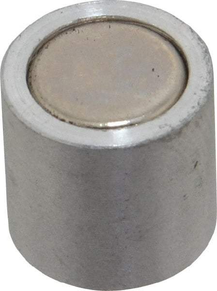 Mag-Mate - 10-24 Thread, 1/2" Diam, 1/2" High, 1.33 Lb Average Pull Force, Neodymium Rare Earth Pot Magnet - 1/4" Tapped Hole Depth, Nickel Plated, Aluminum Insulated - Eagle Tool & Supply