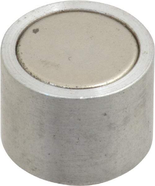 Mag-Mate - 10-24 Thread, 5/8" Diam, 1/2" High, 2.18 Lb Average Pull Force, Neodymium Rare Earth Pot Magnet - 1/4" Tapped Hole Depth, Nickel Plated, Aluminum Insulated - Eagle Tool & Supply