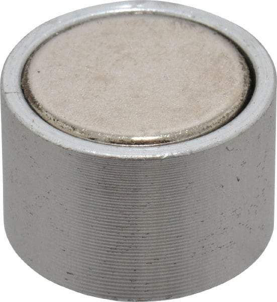 Mag-Mate - 10-24 Thread, 3/4" Diam, 1/2" High, 3 Lb Average Pull Force, Neodymium Rare Earth Pot Magnet - 1/4" Tapped Hole Depth, Nickel Plated, Aluminum Insulated - Eagle Tool & Supply