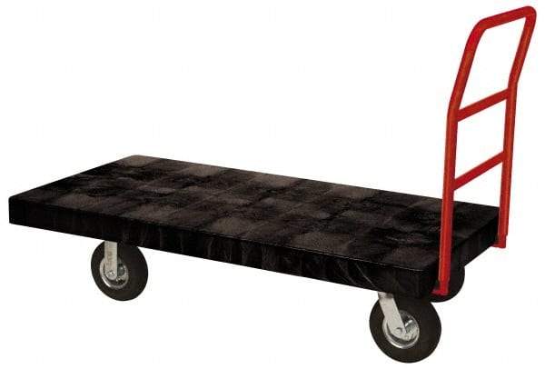 Rubbermaid - 1,200 Lb Capacity Structural Foam/Steel Platform Truck - Structural Foam Deck, 24" OAW, Rubber Casters - Eagle Tool & Supply