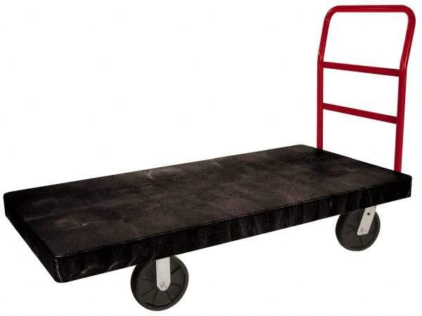 Rubbermaid - 2,500 Lb Capacity Structural Foam/Steel Platform Truck - Structural Foam Deck, 30" OAW, Polyolefin Casters - Eagle Tool & Supply