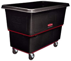 Rubbermaid - 700 Lb Load Capacity, 8 Cu Ft, Polyethylene Utility Truck - 26" Wide x 38-3/8" Long x 28-3/4" High, Black - Eagle Tool & Supply