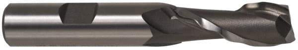 Made in USA - 1" Diam, 6" LOC, 2 Flute High Speed Steel Roughing & Finishing Square End Mill - Uncoated, 8-1/2" OAL, 1" Shank Diam, Weldon Shank, 30° Helix, Centercutting - Eagle Tool & Supply