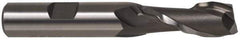 Made in USA - 1" Diam, 6" LOC, 2 Flute High Speed Steel Roughing & Finishing Square End Mill - Uncoated, 8-1/2" OAL, 1" Shank Diam, Weldon Shank, 30° Helix, Centercutting - Eagle Tool & Supply