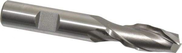 Weldon - 1/2" Diam, 1-1/4" LOC, 2 Flute High Speed Steel Roughing & Finishing Square End Mill - Uncoated, 3-1/4" OAL, 1/2" Shank Diam, Weldon Shank, 30° Helix, Centercutting - Eagle Tool & Supply