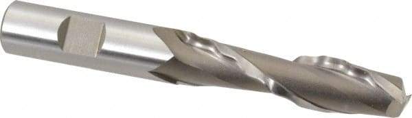 Weldon - 5/8" Diam, 2-1/2" LOC, 2 Flute High Speed Steel Roughing & Finishing Square End Mill - Uncoated, 4-5/8" OAL, 5/8" Shank Diam, Weldon Shank, 30° Helix, Centercutting - Eagle Tool & Supply