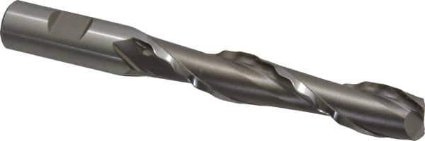 Weldon - 3/4" Diam, 4" LOC, 2 Flute High Speed Steel Roughing & Finishing Square End Mill - Uncoated, 6-1/4" OAL, 3/4" Shank Diam, Weldon Shank, 30° Helix, Centercutting - Eagle Tool & Supply