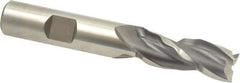 Weldon - 1/2" Diam, 1-1/4" LOC, 3 Flute High Speed Steel Roughing & Finishing Square End Mill - Uncoated, 3-1/4" OAL, 1/2" Shank Diam, Weldon Shank, 30° Helix, Centercutting - Eagle Tool & Supply