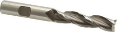 Weldon - 1/2" Diam, 2" LOC, 3 Flute High Speed Steel Roughing & Finishing Square End Mill - Uncoated, 4" OAL, 1/2" Shank Diam, Weldon Shank, 30° Helix, Centercutting - Eagle Tool & Supply