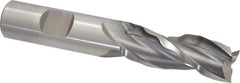 Weldon - 5/8" Diam, 1-5/8" LOC, 3 Flute High Speed Steel Roughing & Finishing Square End Mill - Uncoated, 3-3/4" OAL, 5/8" Shank Diam, Weldon Shank, 30° Helix, Centercutting - Eagle Tool & Supply