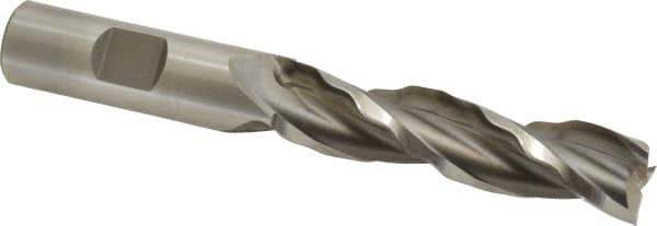 Weldon - 5/8" Diam, 2-1/2" LOC, 3 Flute High Speed Steel Roughing & Finishing Square End Mill - Uncoated, 4-5/8" OAL, 5/8" Shank Diam, Weldon Shank, 30° Helix, Centercutting - Eagle Tool & Supply
