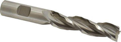 Weldon - 5/8" Diam, 2-1/2" LOC, 3 Flute High Speed Steel Roughing & Finishing Square End Mill - Uncoated, 4-5/8" OAL, 5/8" Shank Diam, Weldon Shank, 30° Helix, Centercutting - Eagle Tool & Supply