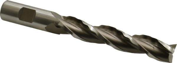 Weldon - 3/4" Diam, 4" LOC, 3 Flute High Speed Steel Roughing & Finishing Square End Mill - Uncoated, 6-1/4" OAL, 3/4" Shank Diam, Weldon Shank, 30° Helix, Centercutting - Eagle Tool & Supply