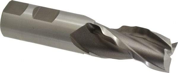 Weldon - 1" Diam, 2" LOC, 3 Flute High Speed Steel Roughing & Finishing Square End Mill - Uncoated, 4-1/2" OAL, 1" Shank Diam, Weldon Shank, 30° Helix, Centercutting - Eagle Tool & Supply