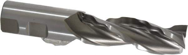 Weldon - 1" Diam, 3" LOC, 3 Flute High Speed Steel Roughing & Finishing Square End Mill - Uncoated, 5-1/2" OAL, 1" Shank Diam, Weldon Shank, 30° Helix, Centercutting - Eagle Tool & Supply
