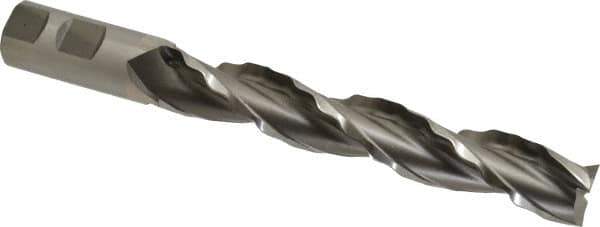 Made in USA - 1" Diam, 6" LOC, 3 Flute High Speed Steel Roughing & Finishing Square End Mill - Uncoated, 8-1/2" OAL, 1" Shank Diam, Weldon Shank, 30° Helix, Centercutting - Eagle Tool & Supply