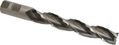 Made in USA - 1" Diam, 6" LOC, 3 Flute High Speed Steel Roughing & Finishing Square End Mill - Uncoated, 8-1/2" OAL, 1" Shank Diam, Weldon Shank, 30° Helix, Centercutting - Eagle Tool & Supply